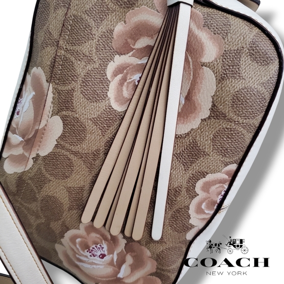 Coach 31695 Rose Print Coated Canvas Crossbody Camera Bag with Leather Tassel - Picture 8 of 17